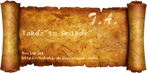 Takáts Anikó névjegykártya