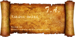 Takáts Anikó névjegykártya